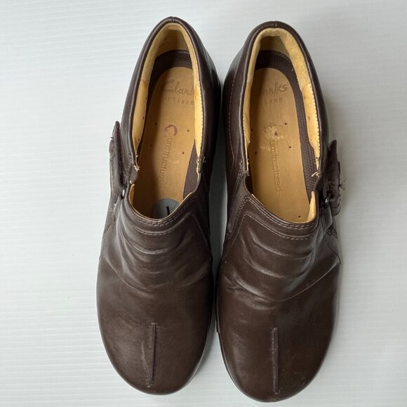 CLARKS Loafers Comfort Slip On Shoes Womens Artisan Unstructured Brown Leather 7 - Picture 3 of 11